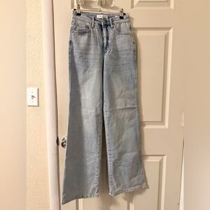 Judy Blue High Waist Tummy Control Light Wash Wide Leg Jeans Size 25